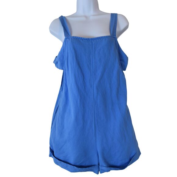 Zara Women’s Periwinkle Linen Cotton Romper Size M Sleeveless One Piece Jumpsuit - Picture 1 of 7